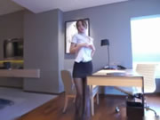 Китайская модель черной шелковой униформы секретарша в отеле